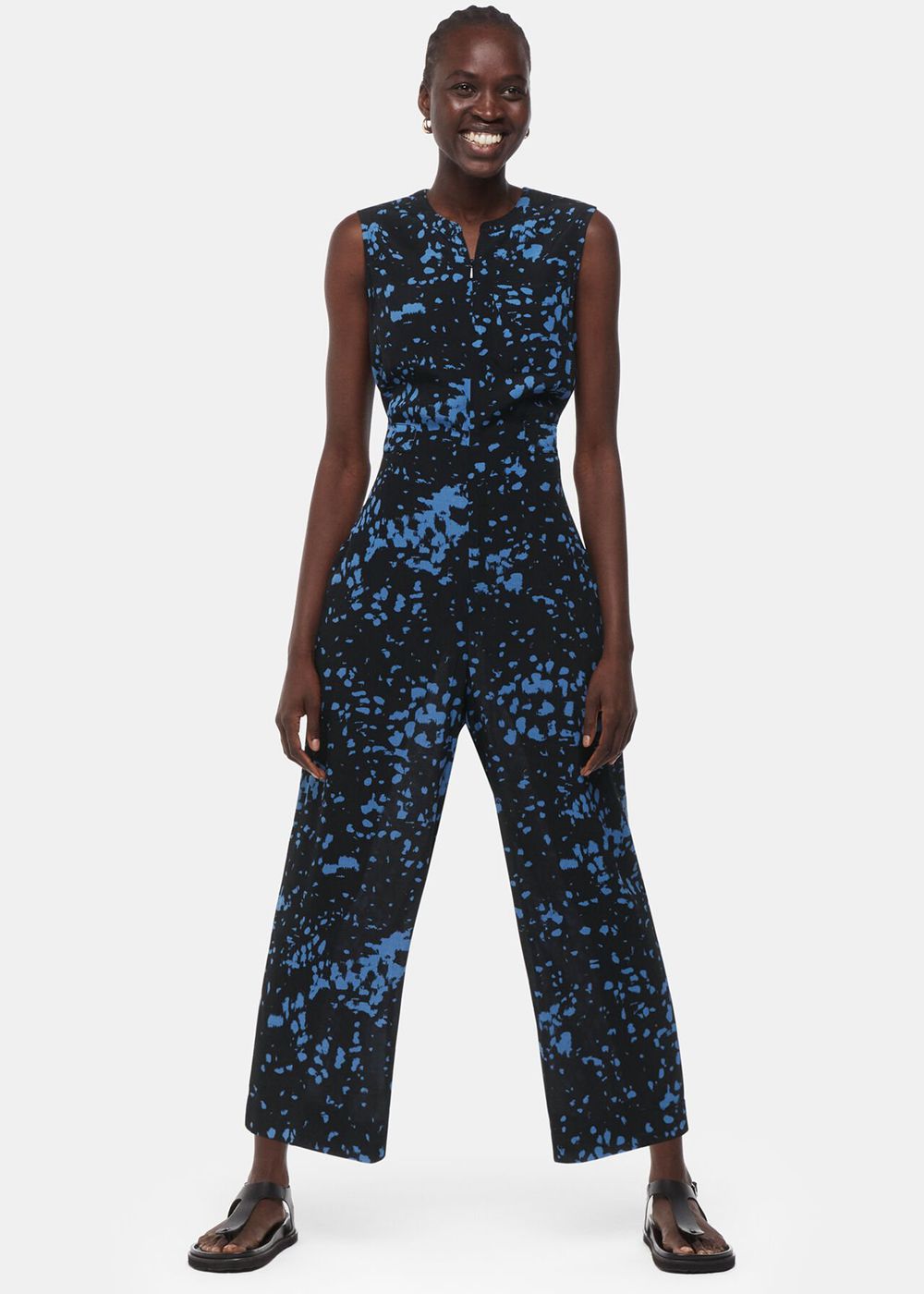 Whistles Smudged Spot Josie Jumpsuit Black / Multicolor | US-30198ERWN