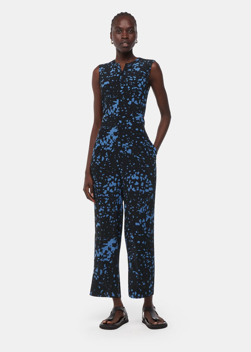 Whistles Smudged Spot Josie Jumpsuit Black / Multicolor | US-30198ERWN