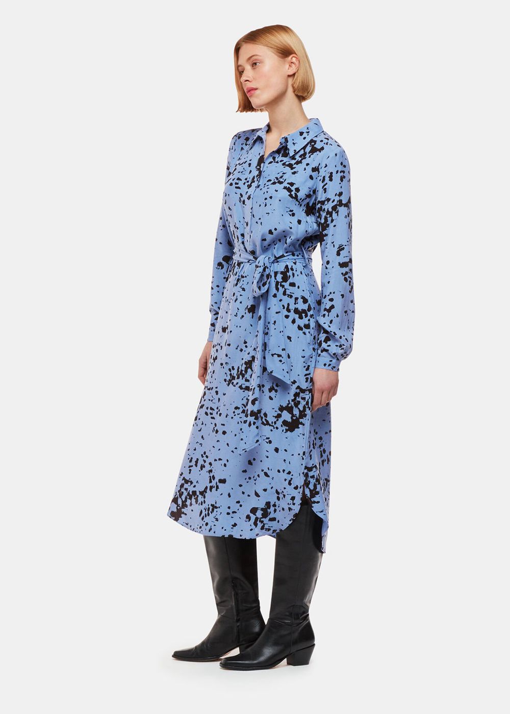 Whistles Smudged Spot Print Imie Dress Blue / Multicolor | US-52760UTCS