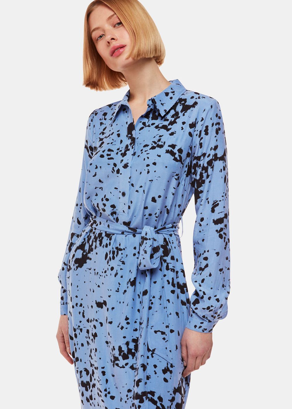 Whistles Smudged Spot Print Imie Dress Blue / Multicolor | US-52760UTCS