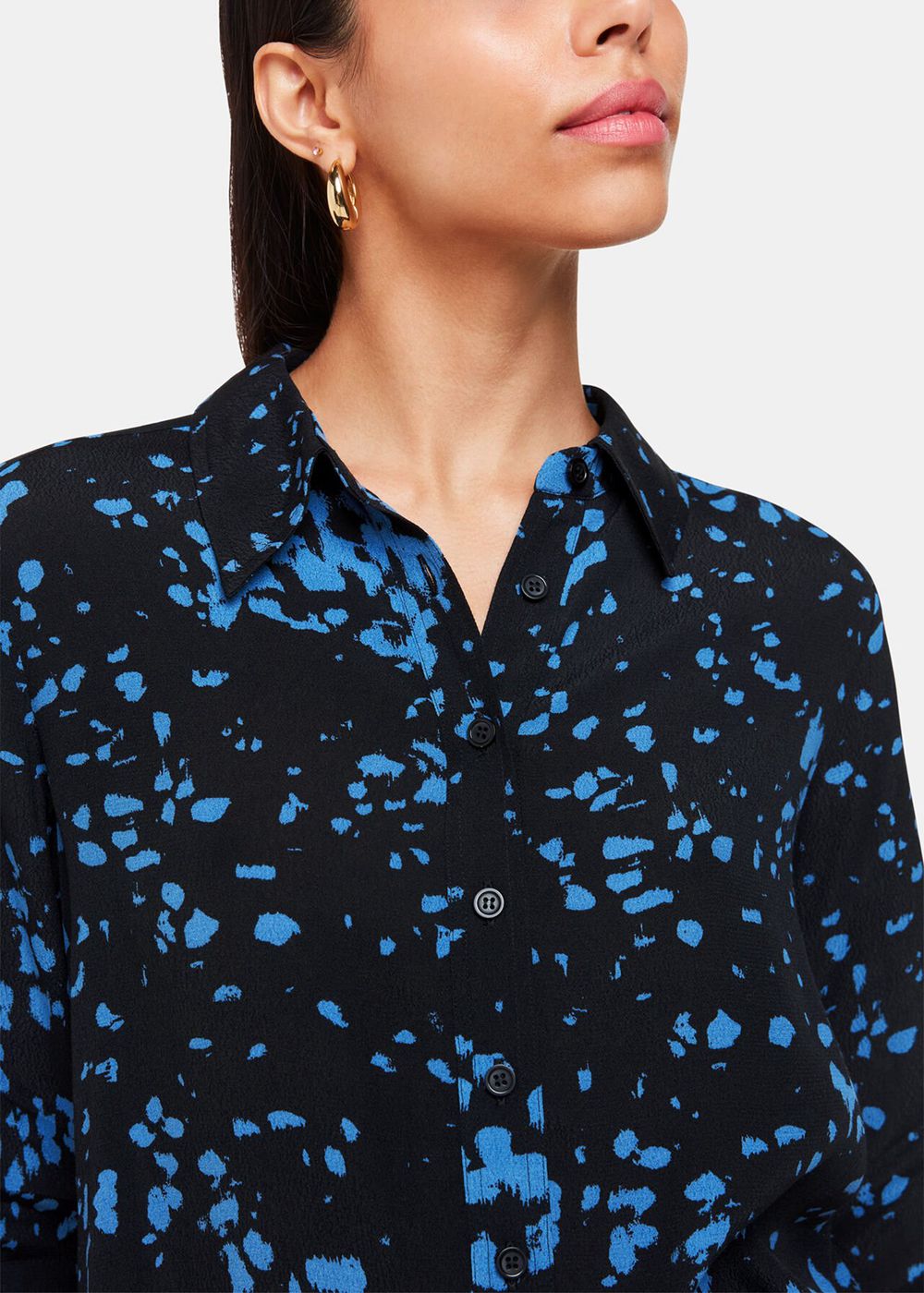 Whistles Smudged Spot Print Shirts Black / Multicolor | US-17348CUWI