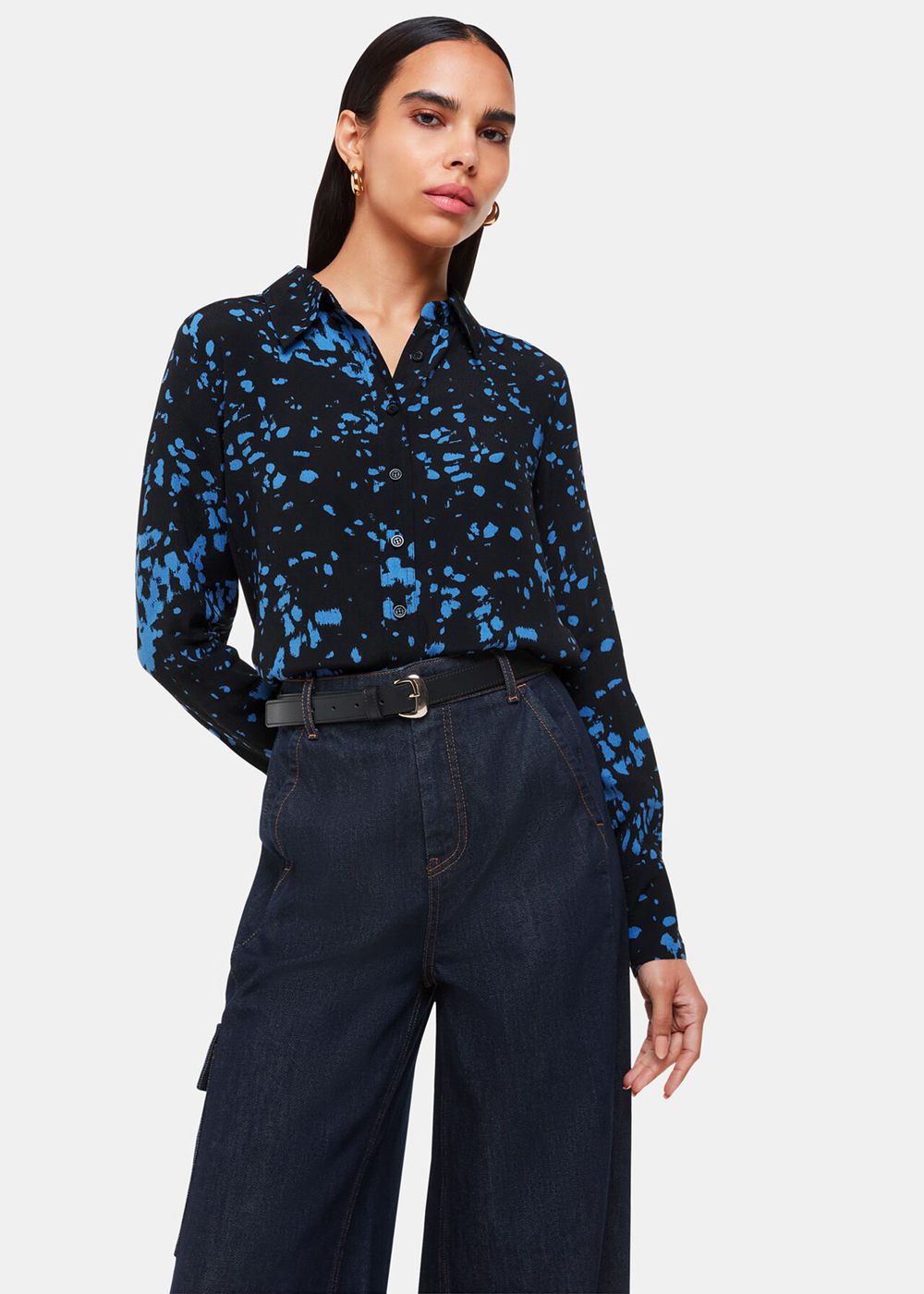 Whistles Smudged Spot Print Shirts Black / Multicolor | US-17348CUWI