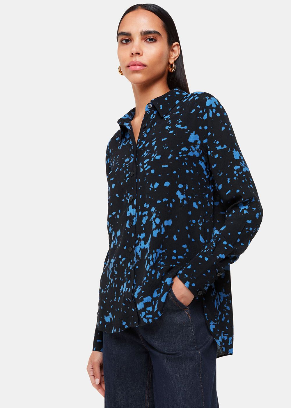 Whistles Smudged Spot Print Shirts Black / Multicolor | US-17348CUWI