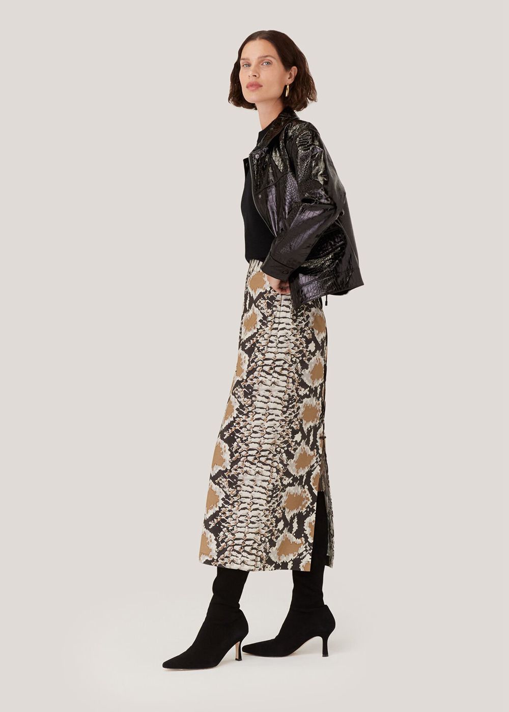 Whistles Snake Print Midi Skirts Snake | US-57982RZMX