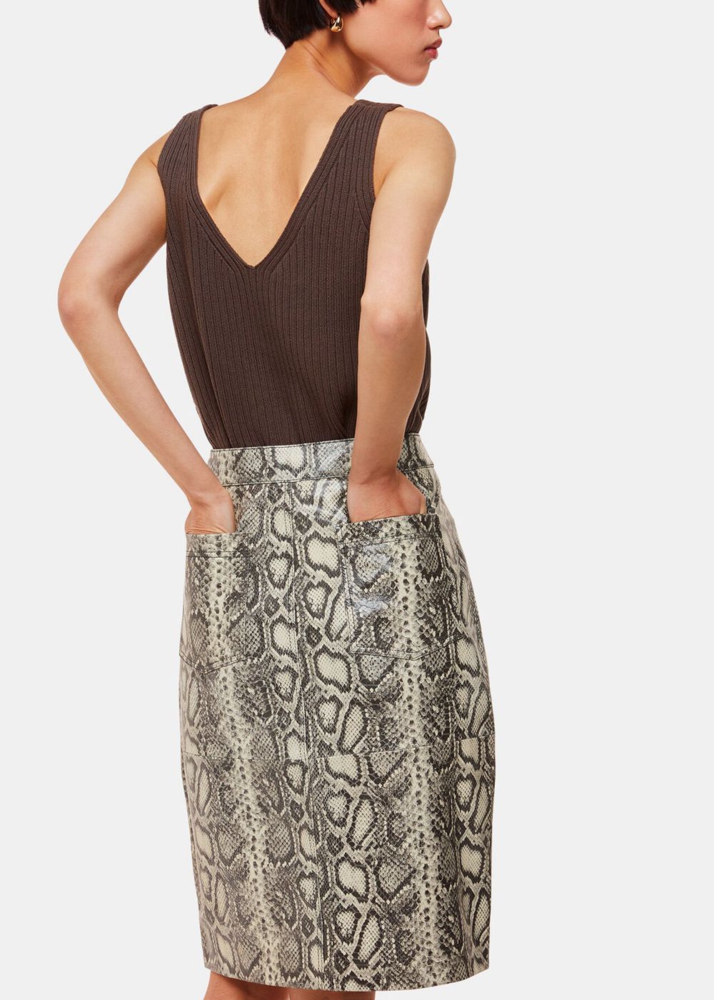 Whistles Snake Skin Leather Midi Skirts Multicolor | US-30541YXMI