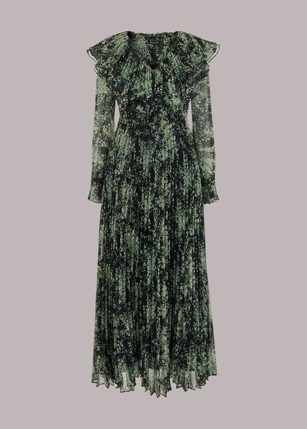 Whistles Snow Flurry Printed Midi Dress Green / Multicolor | US-69801MWCJ