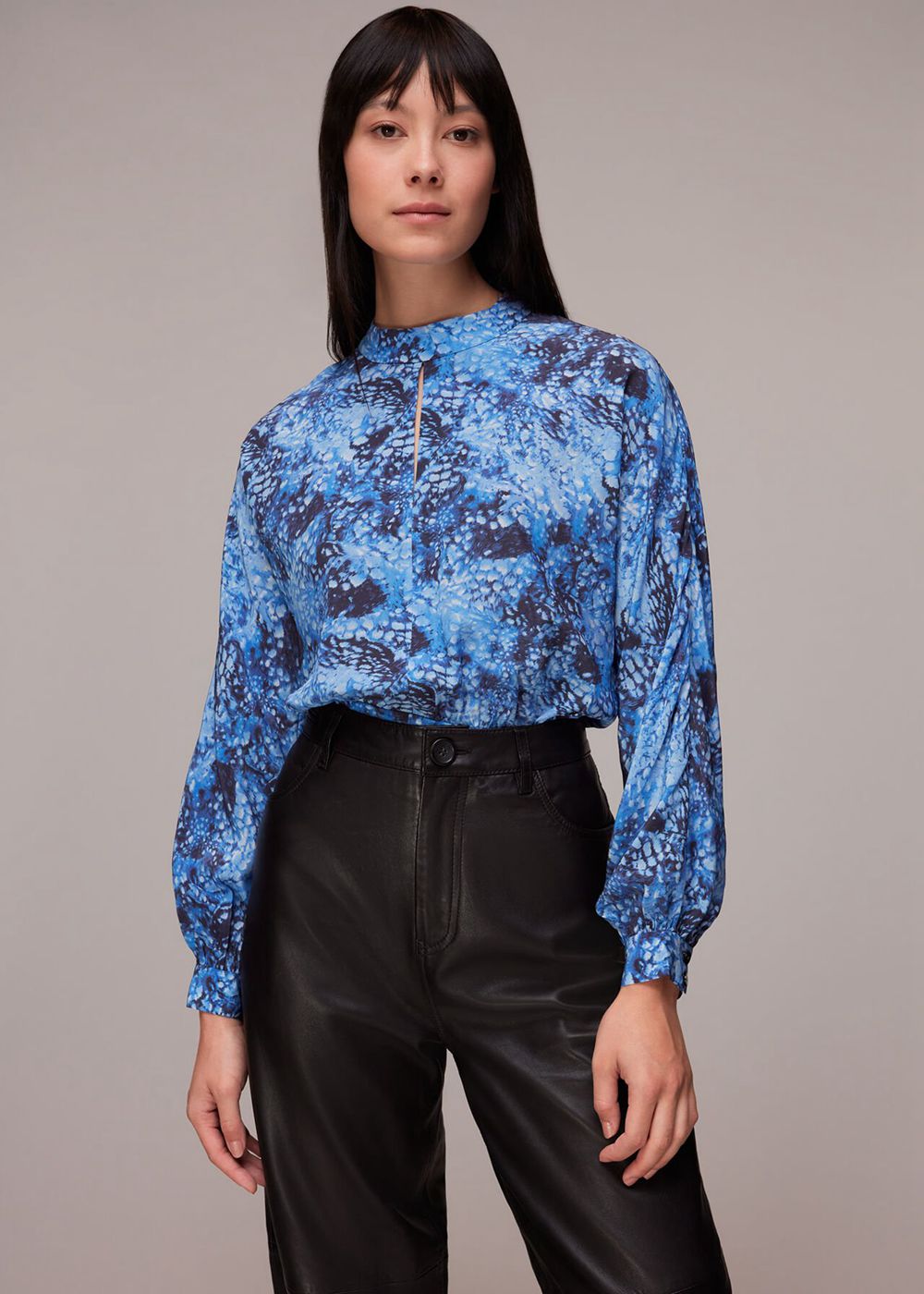 Whistles Snow Flurry Silk Top Blue / Multicolor | US-29180JRKD