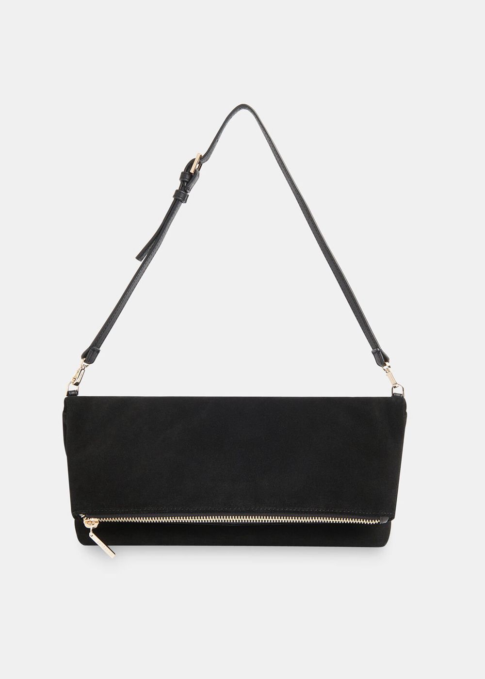 Whistles Sofia Foldover Baguette Bag Black | US-81652IDBN