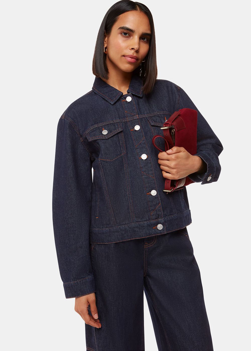 Whistles Sophia Denim Jacket Dark Blue | US-45823DVFS