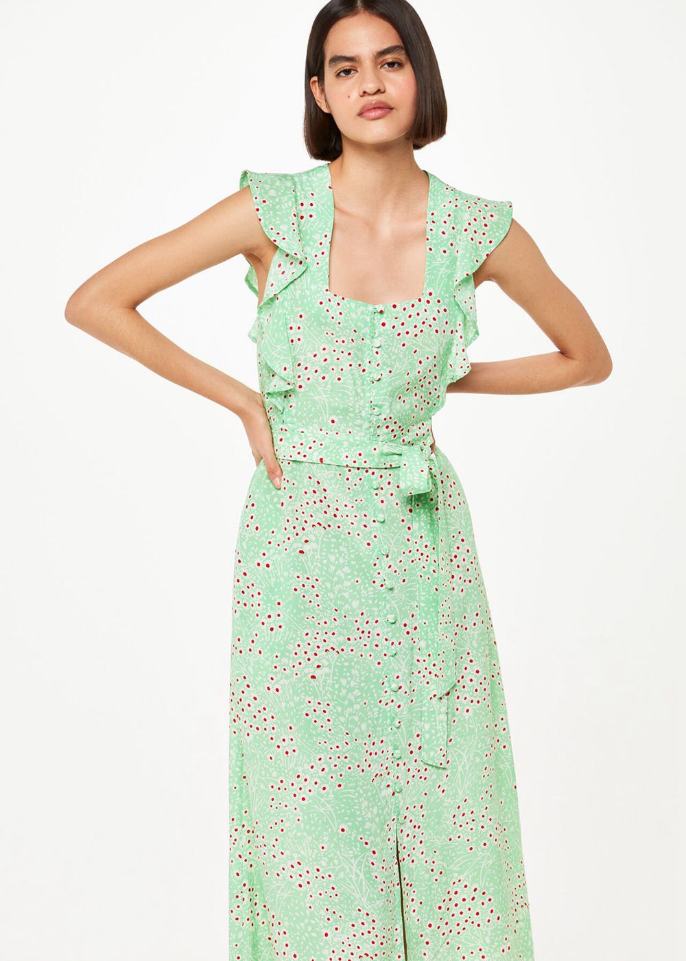 Whistles Sophie Daisy Meadow Midi Dress Green / Multicolor | US-90765ROZI