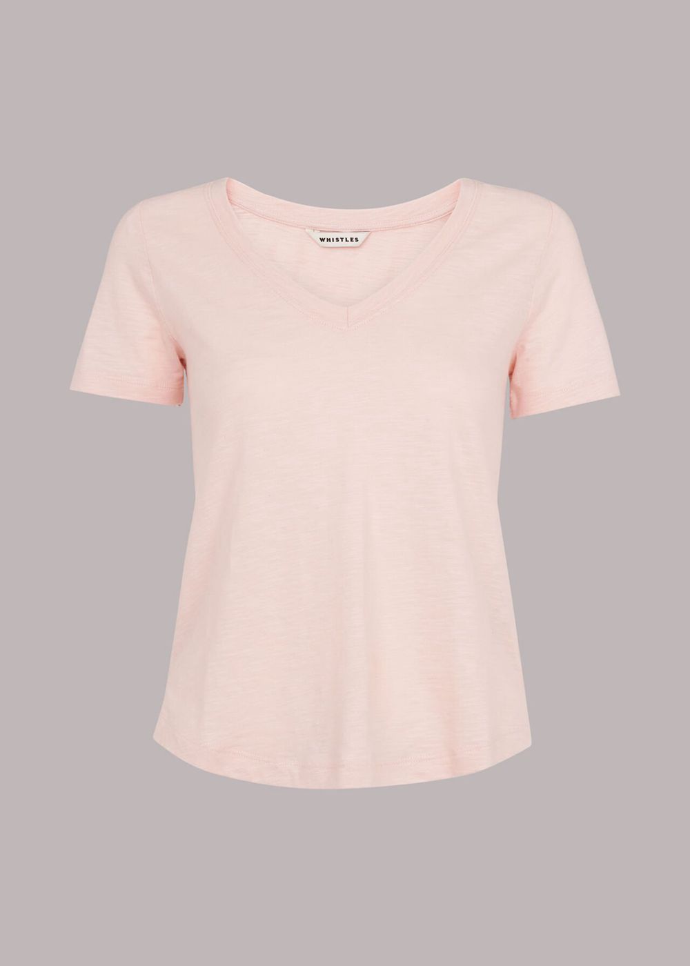 Whistles Sophie V Neck Cotton T-Shirt Pink | US-01956AREC