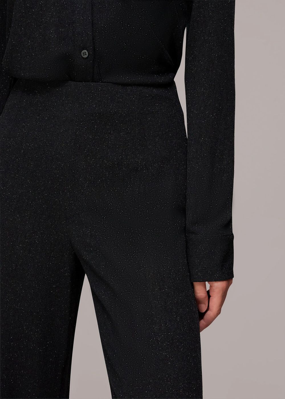 Whistles Sparkle Cropped Pants Black | US-59678IYFR