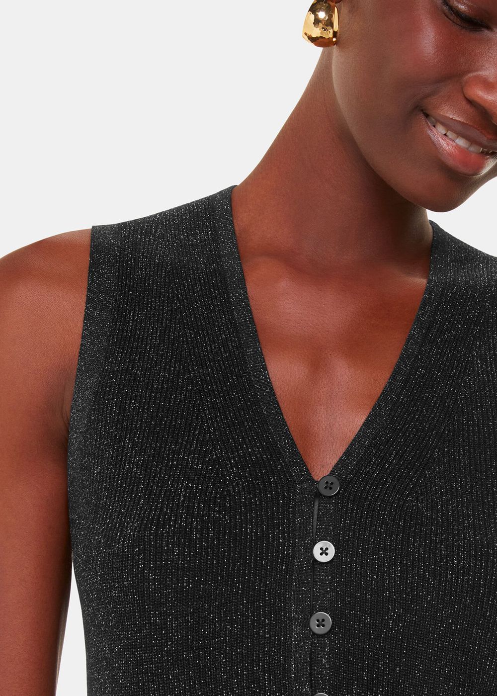 Whistles Sparkle Knit Tank Top Black | US-73594DTEM