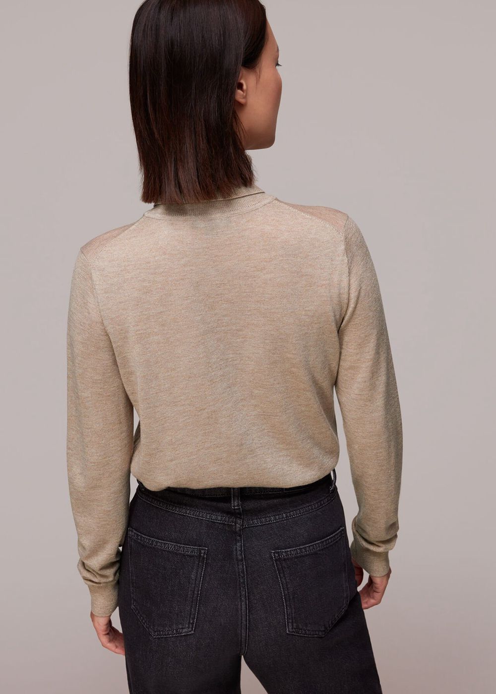 Whistles Sparkle Neck Sweater Beige | US-28590FPKY