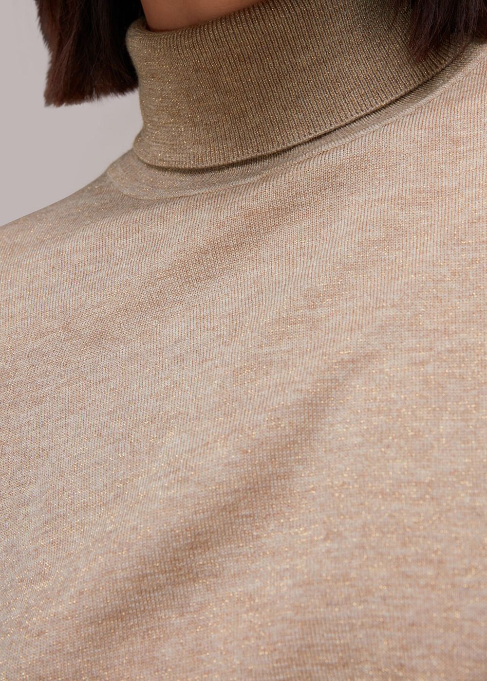 Whistles Sparkle Neck Sweater Beige | US-28590FPKY