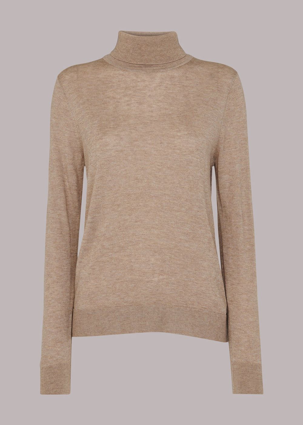 Whistles Sparkle Neck Sweater Beige | US-28590FPKY