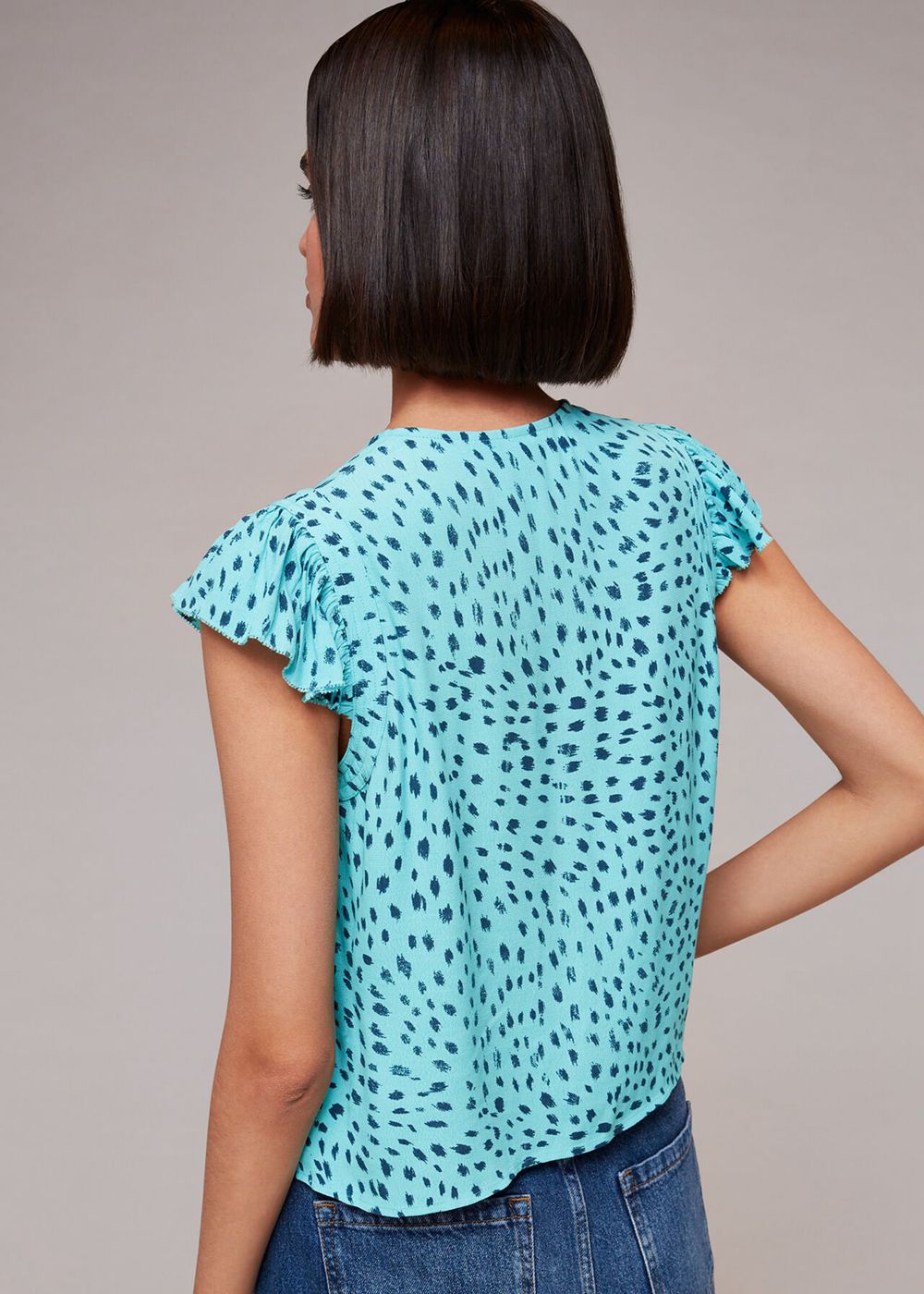 Whistles Speckled Spot Frill Top Blue / Multicolor | US-35827IKLZ