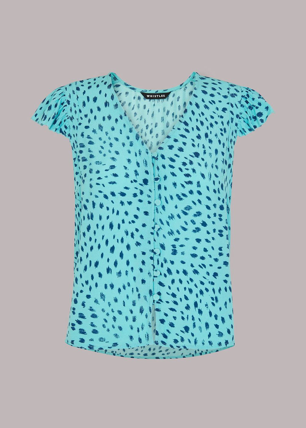 Whistles Speckled Spot Frill Top Blue / Multicolor | US-35827IKLZ