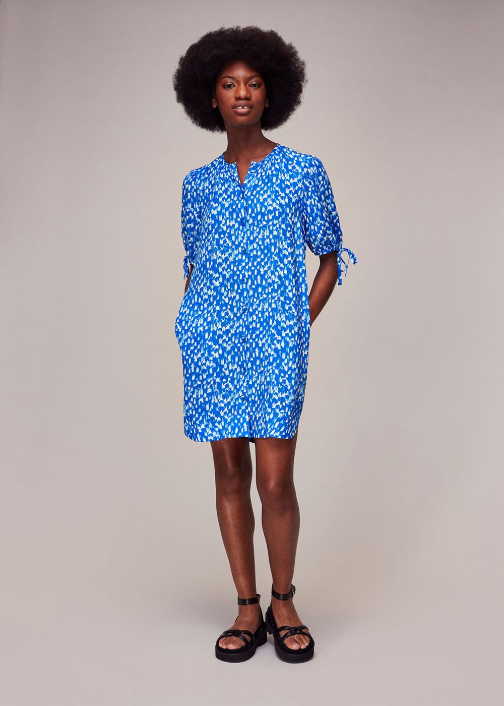 Whistles Speeding Squares Frankie Dress Blue / Multicolor | US-06359ILHP