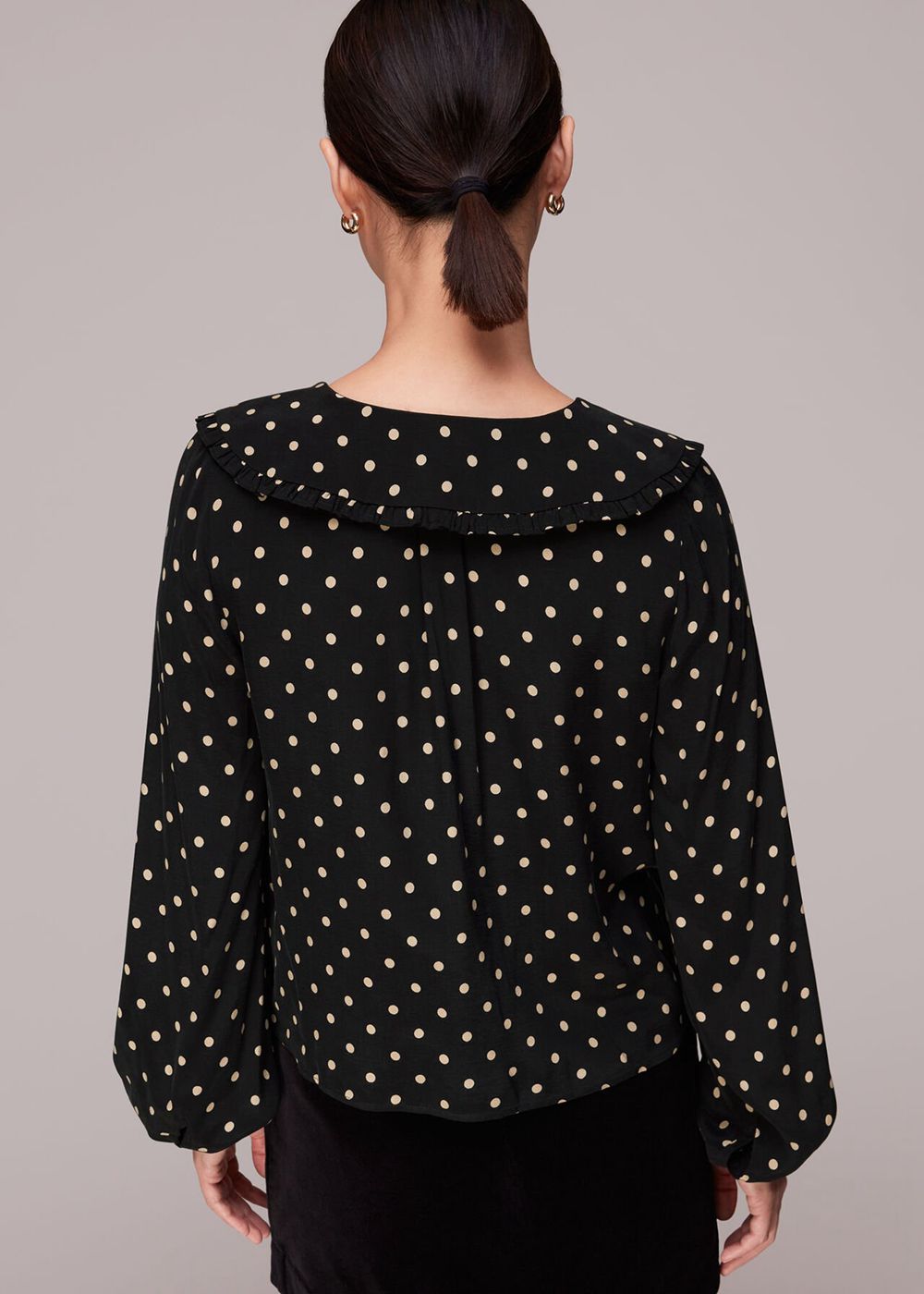 Whistles Spot Print Collar Top Black / Multicolor | US-81942VAEH