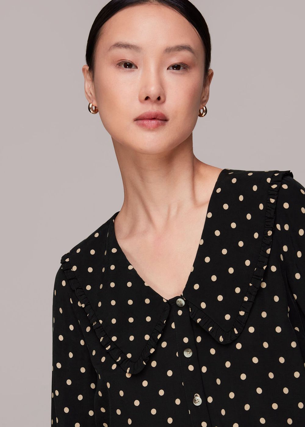 Whistles Spot Print Collar Top Black / Multicolor | US-81942VAEH