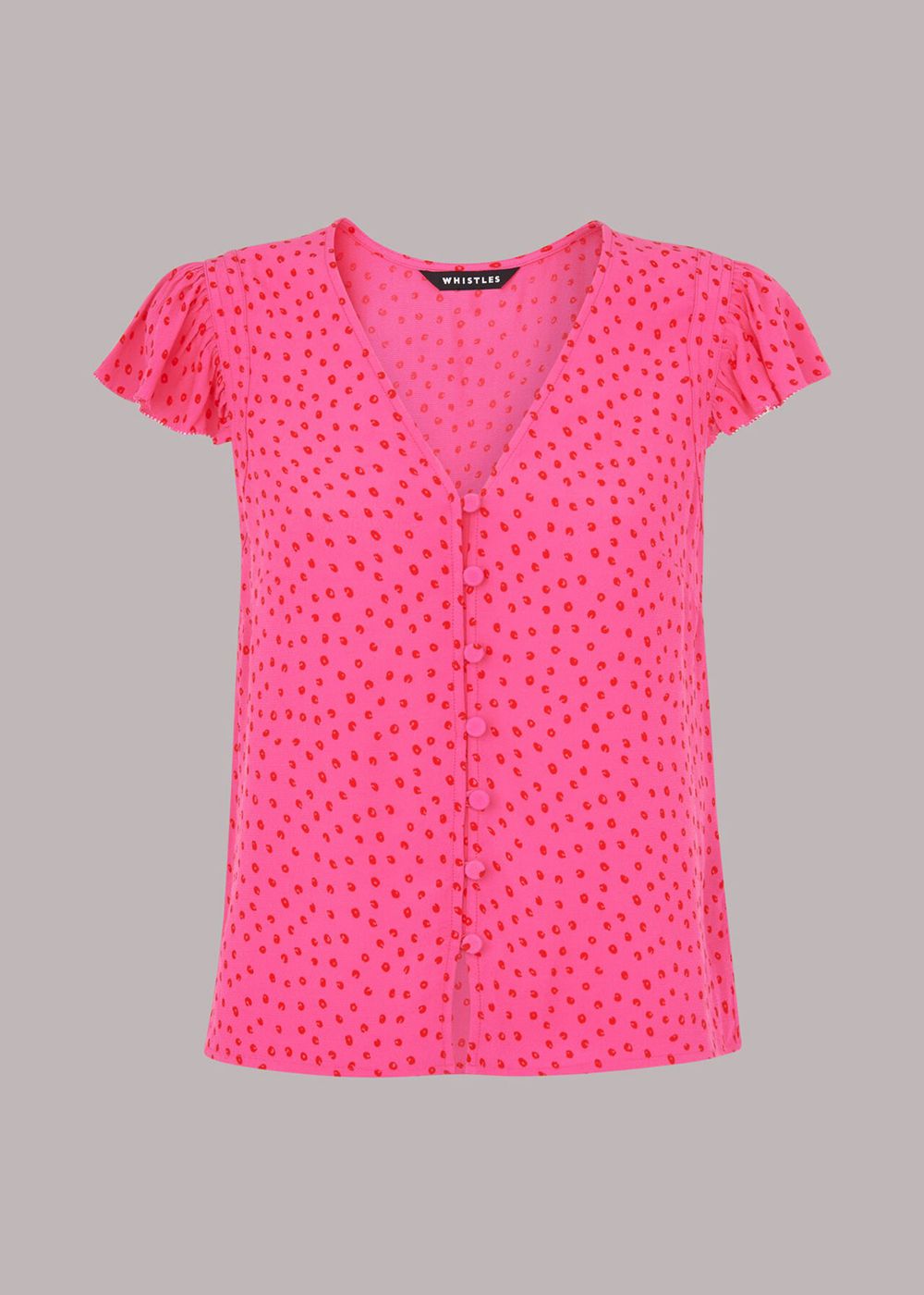 Whistles Spot Print Frill Sleeve Top Pink / Multicolor | US-75031FLIY