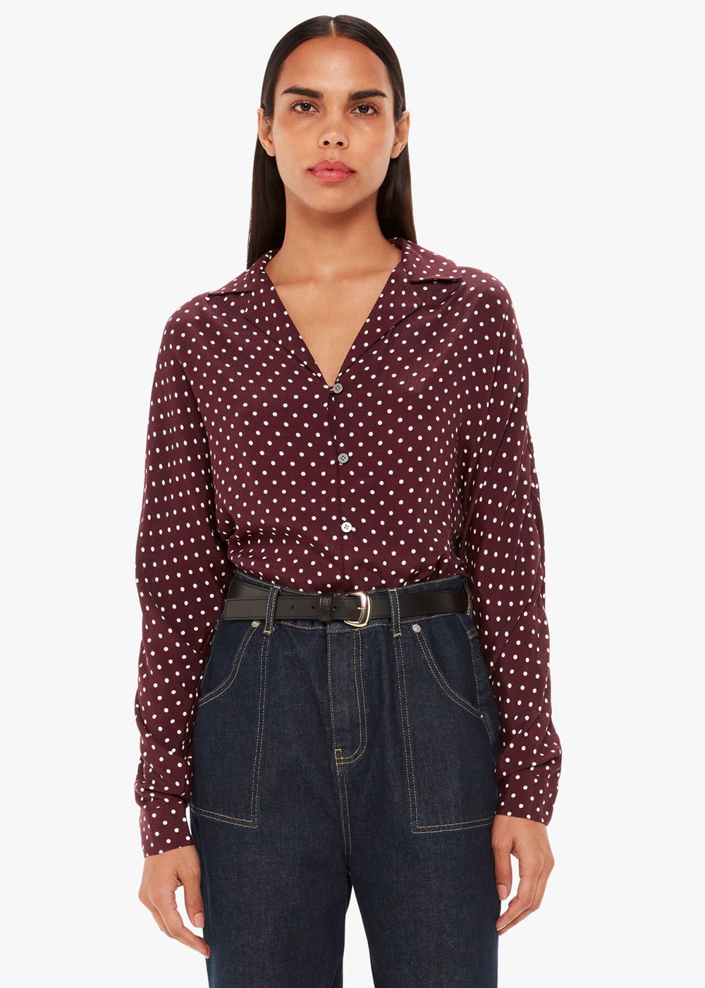 Whistles Spot Print Ramona Shirts Burgundy / Multicolor | US-75382VJOA