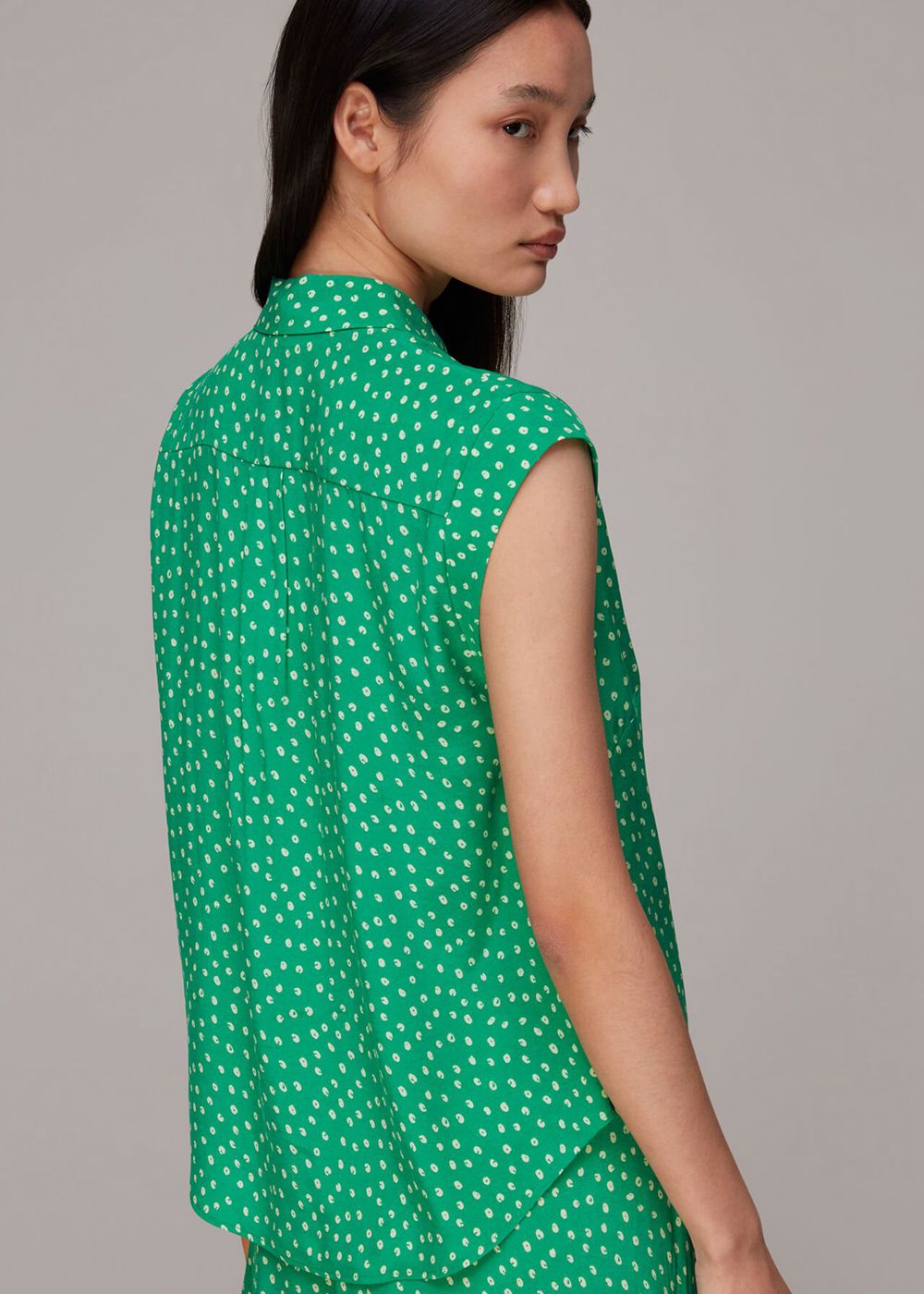 Whistles Spot Print Sleeveless Shirts Green / Multicolor | US-65102PDUZ