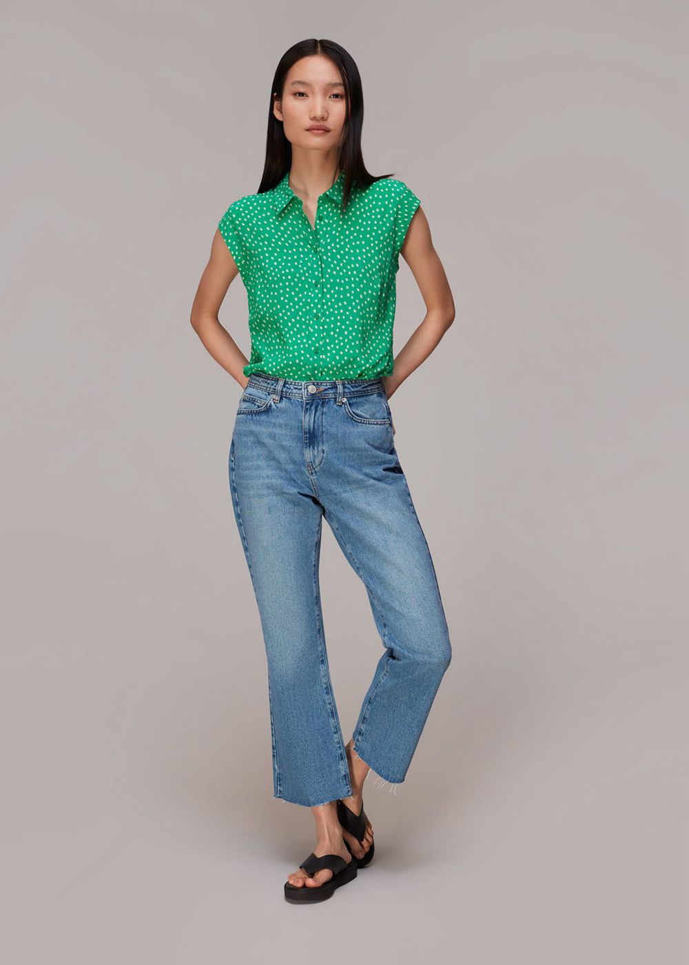 Whistles Spot Print Sleeveless Shirts Green / Multicolor | US-65102PDUZ