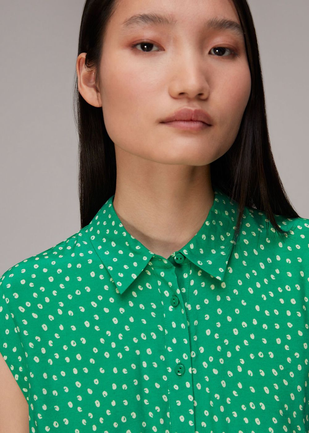 Whistles Spot Print Sleeveless Shirts Green / Multicolor | US-65102PDUZ