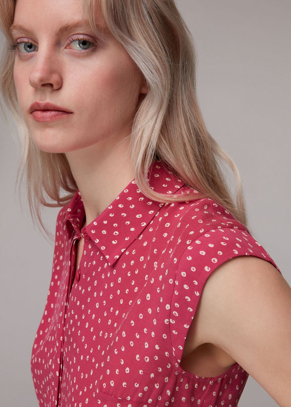 Whistles Spot Print Sleeveless Shirts Pink / Multicolor | US-81597KRGC