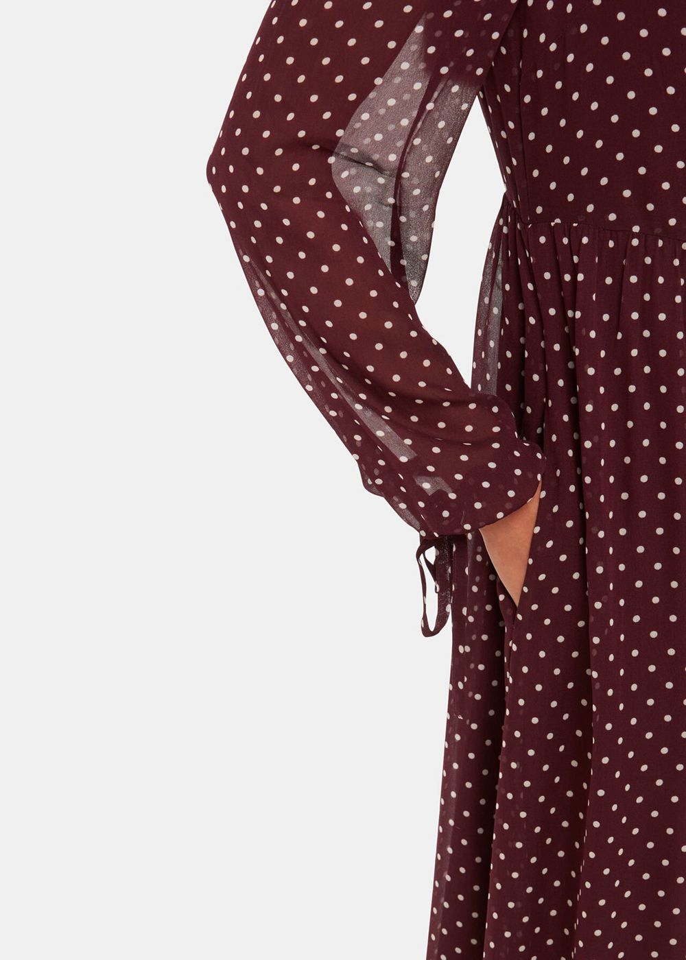 Whistles Spot Print Trapeze Midi Dress Burgundy / Multicolor | US-98013EKCZ