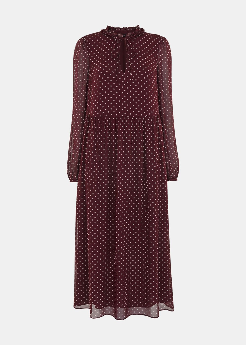 Whistles Spot Print Trapeze Midi Dress Burgundy / Multicolor | US-98013EKCZ