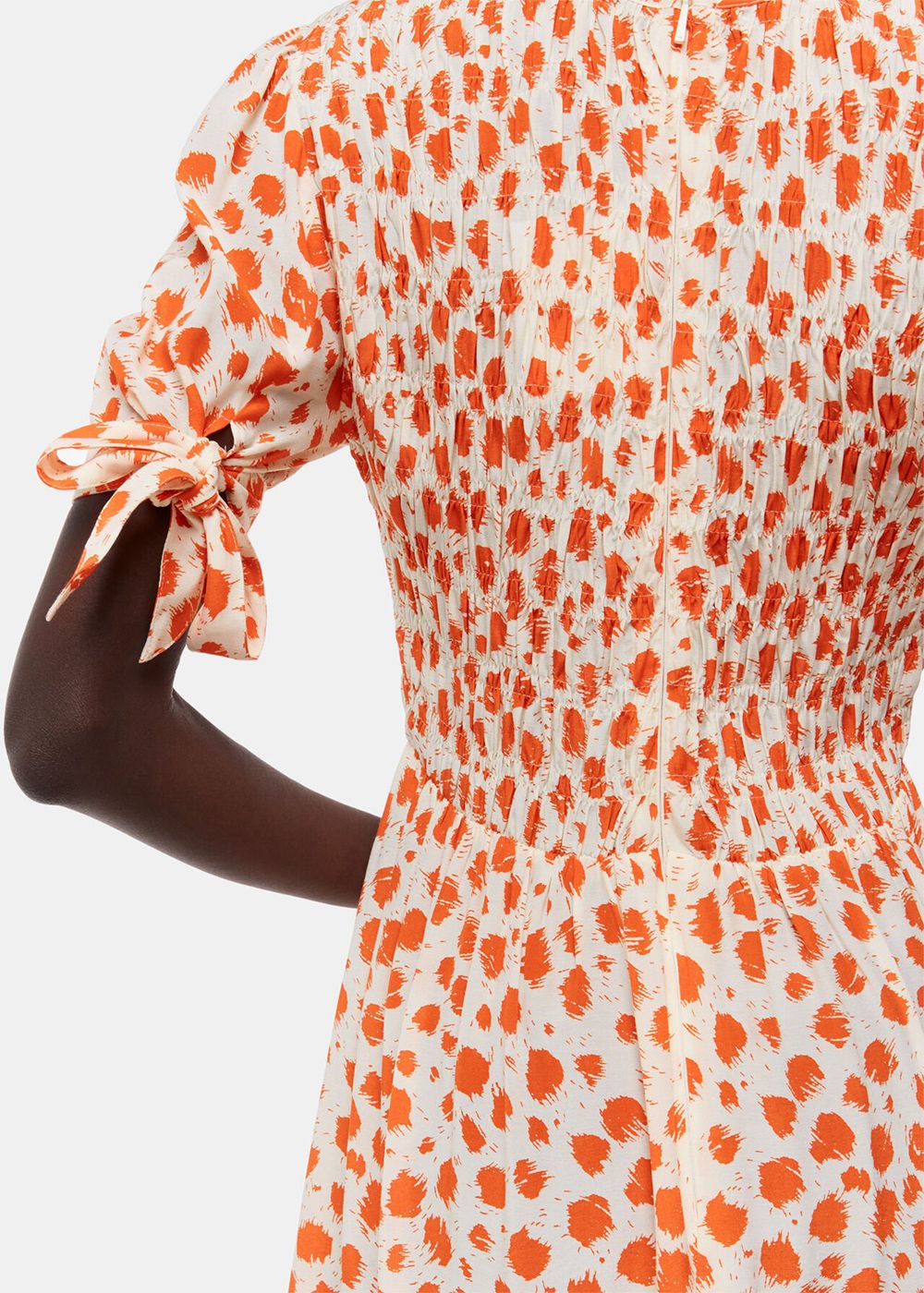 Whistles Spot Shirred Midi Dress Orange / Multicolor | US-23019GVQO