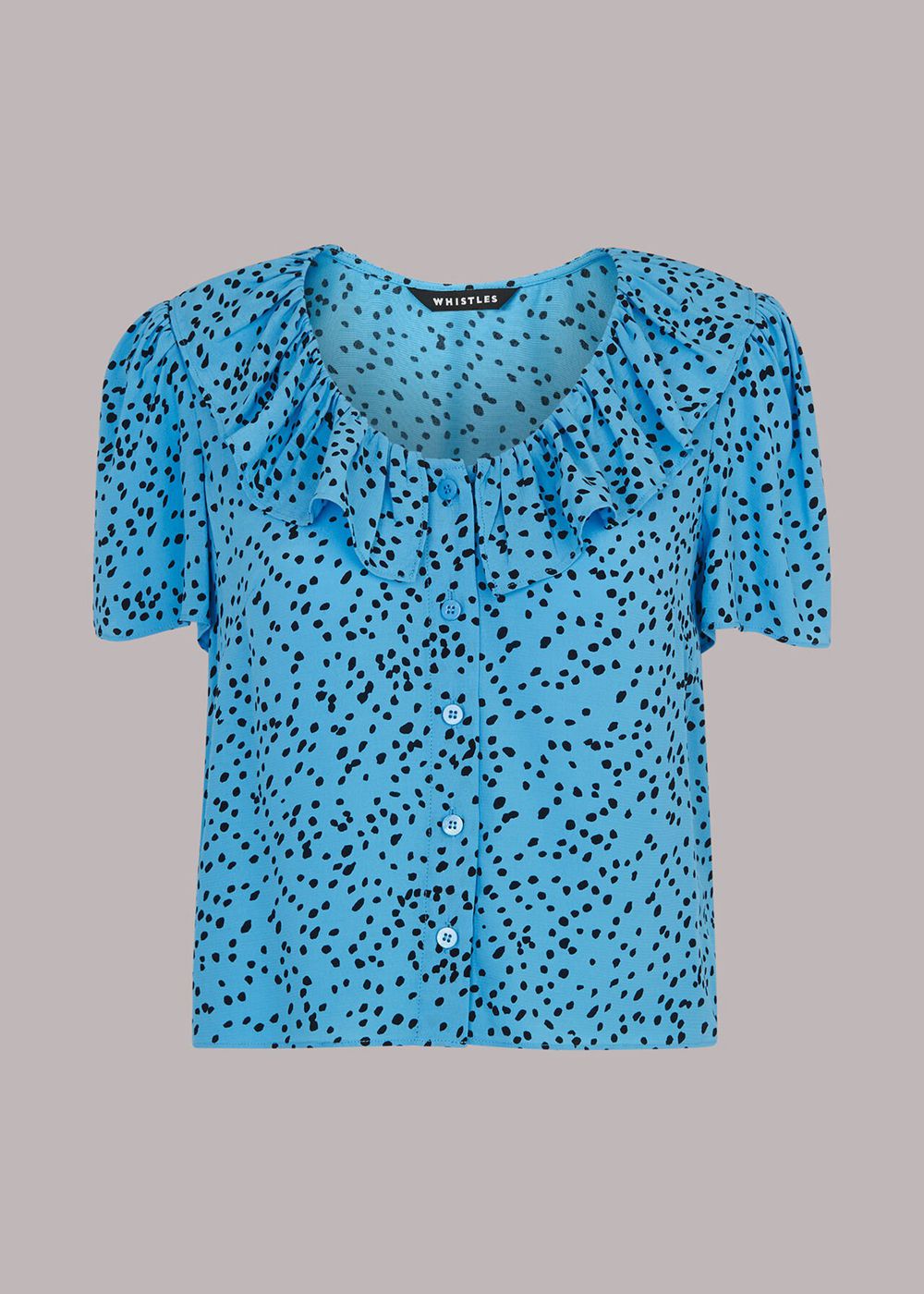 Whistles Spotted Dot Collar Top Blue / Multicolor | US-05132ISYM