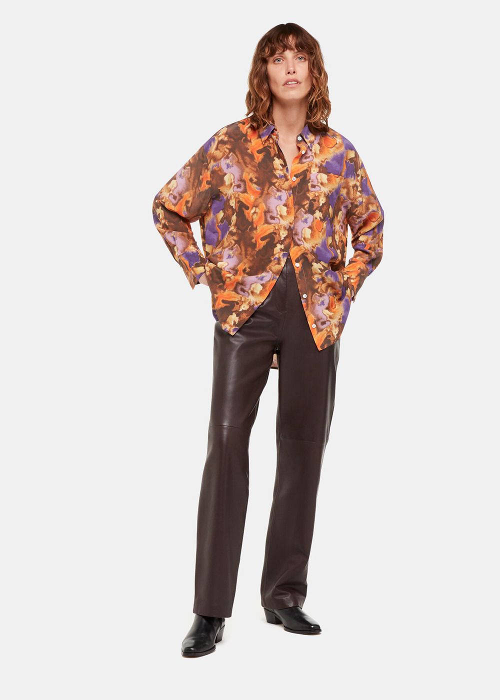 Whistles Sprayed Texture Silk Shirts Multicolor | US-51930QXIC