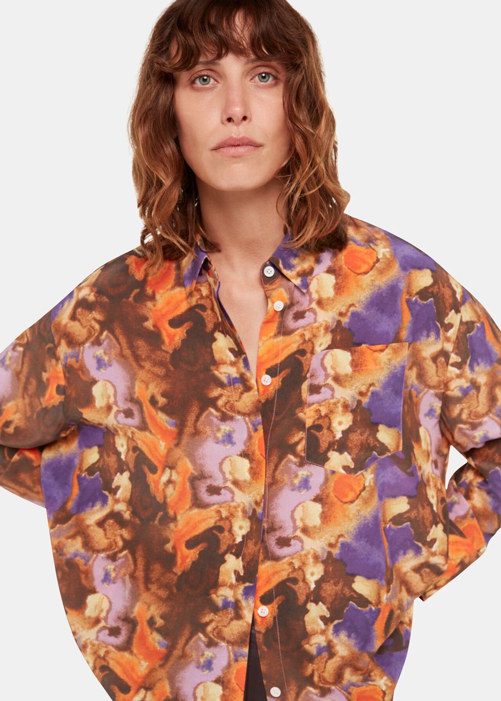 Whistles Sprayed Texture Silk Shirts Multicolor | US-51930QXIC