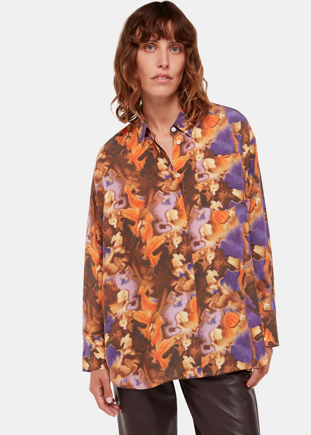 Whistles Sprayed Texture Silk Shirts Multicolor | US-51930QXIC