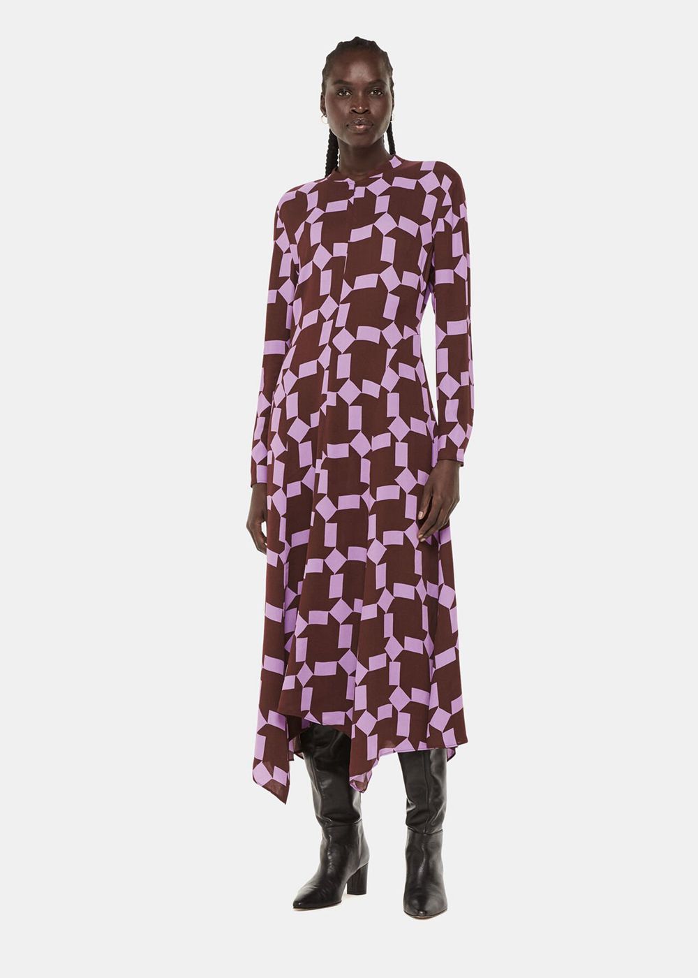 Whistles Spun Check Midi Dress Purple / Multicolor | US-19205RFUY