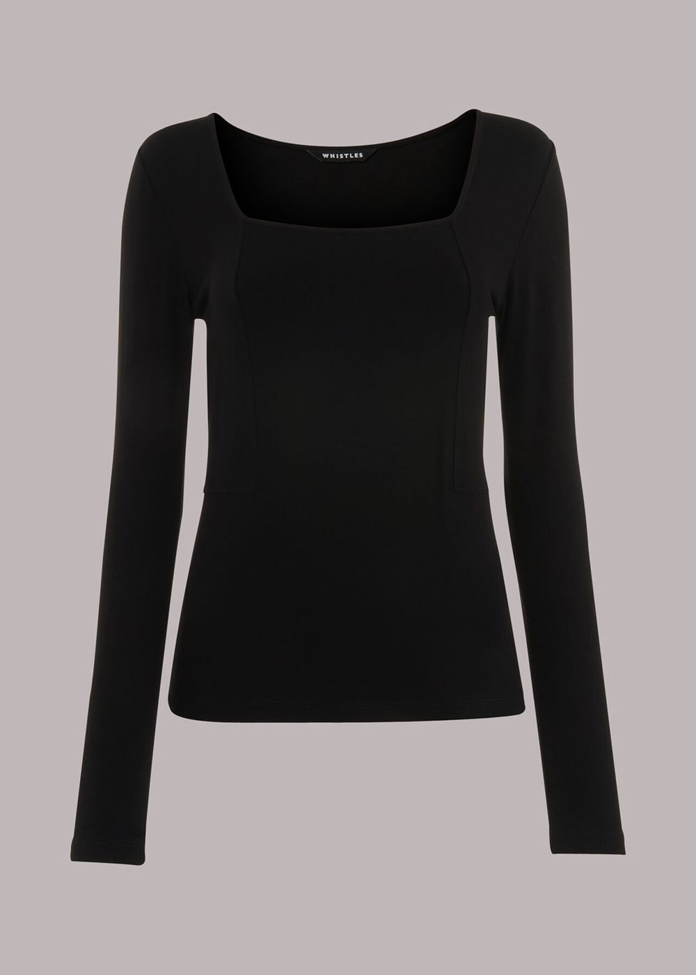 Whistles Square Neck Long Sleeve Top Black | US-67018RDKC