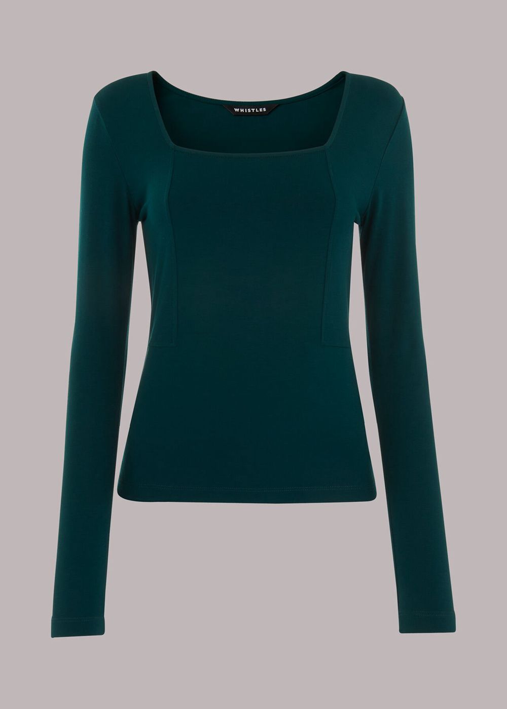 Whistles Square Neck Long Sleeve Top Dark Green | US-45083HNVM