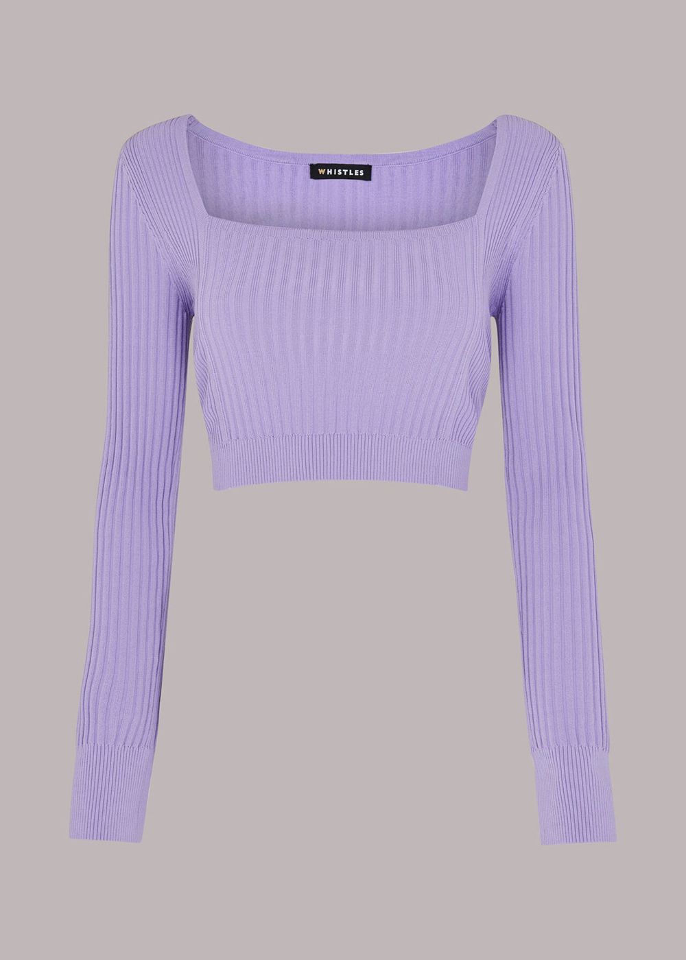 Whistles Square Neck Rib Knit Top Purple | US-72954JYRW