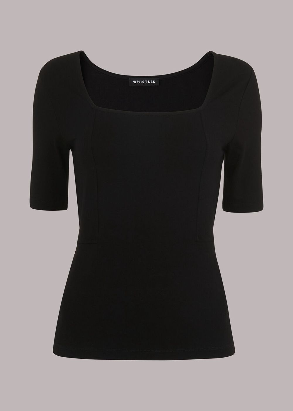 Whistles Square Neck T-Shirt Black | US-78349GXFA