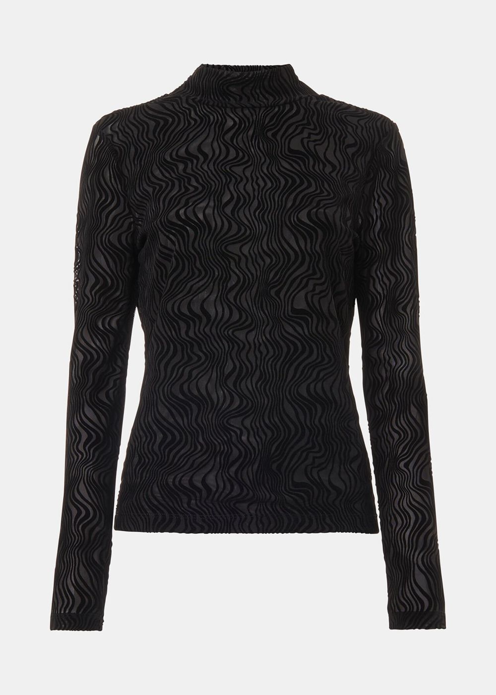 Whistles Squiggle Mesh Top Black | US-56094PZBE