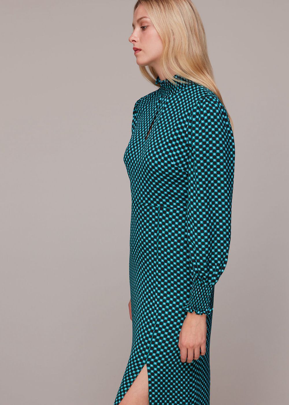 Whistles Star Check Print Midi Dress Green / Multicolor | US-95214QOIM