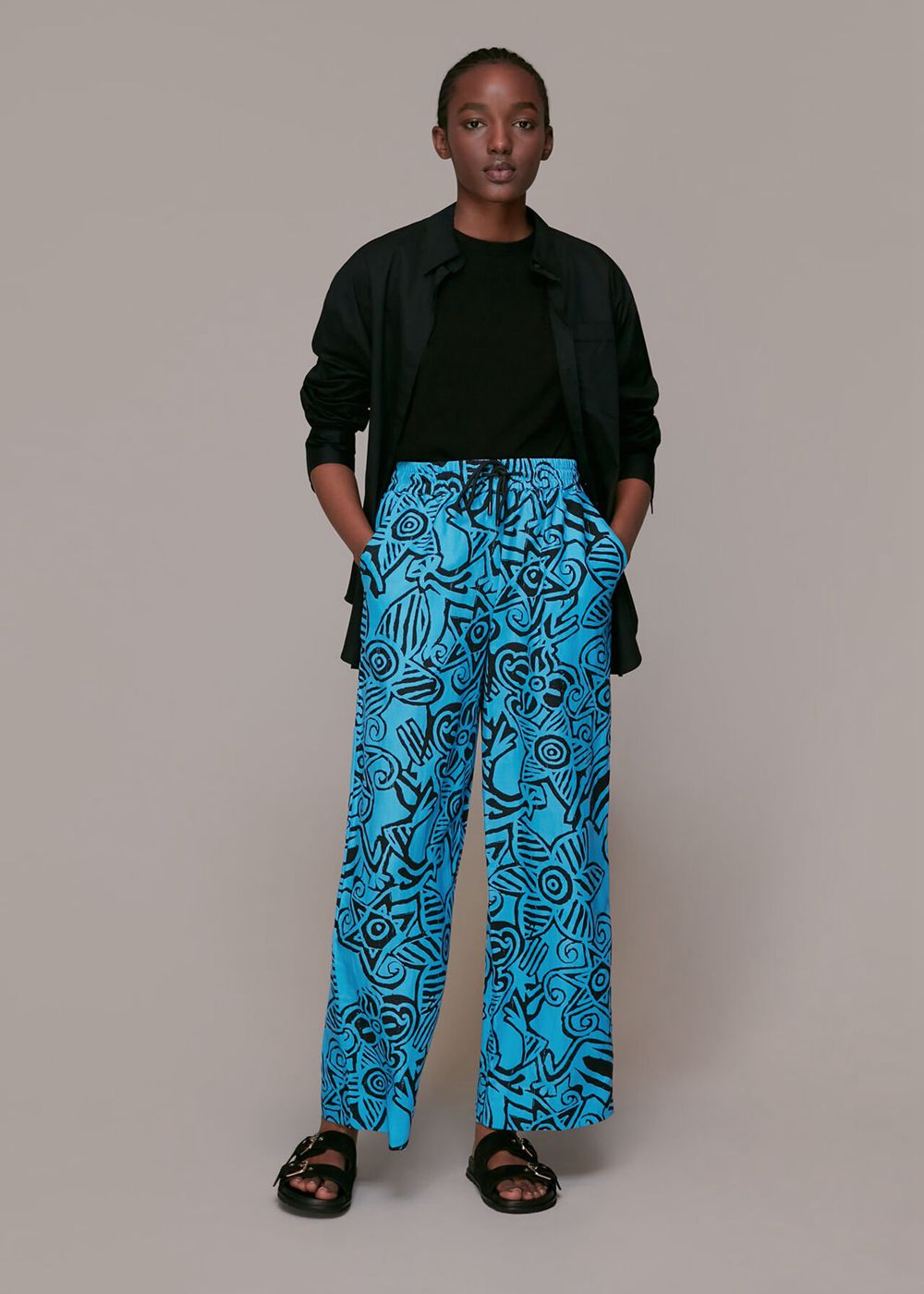 Whistles Starflower Print Pants Blue / Multicolor | US-81634RNCQ