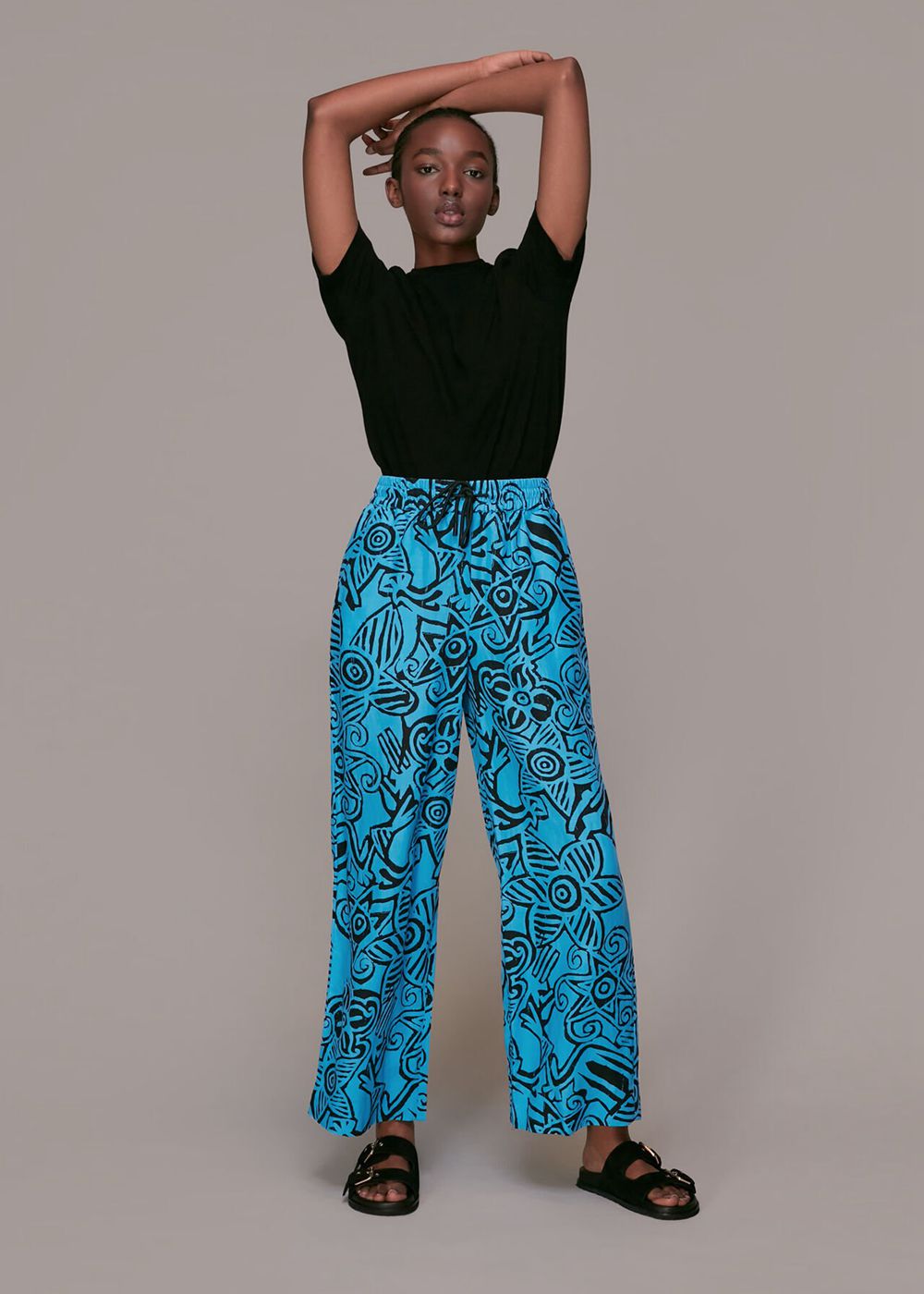 Whistles Starflower Print Pants Blue / Multicolor | US-81634RNCQ