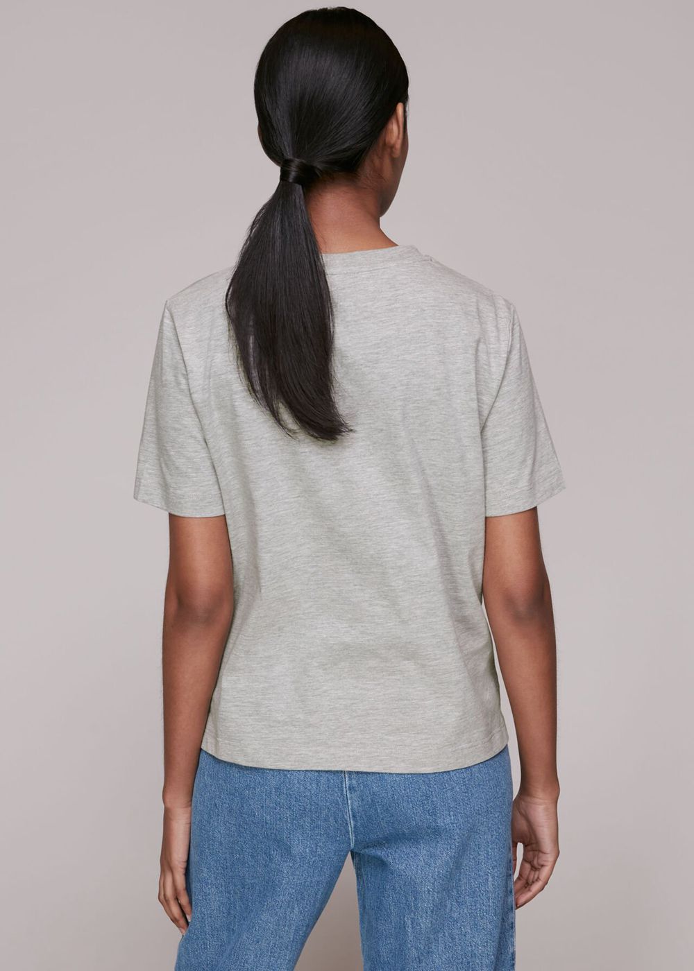 Whistles Staycation Logo T-Shirt Grey | US-39871SXIO