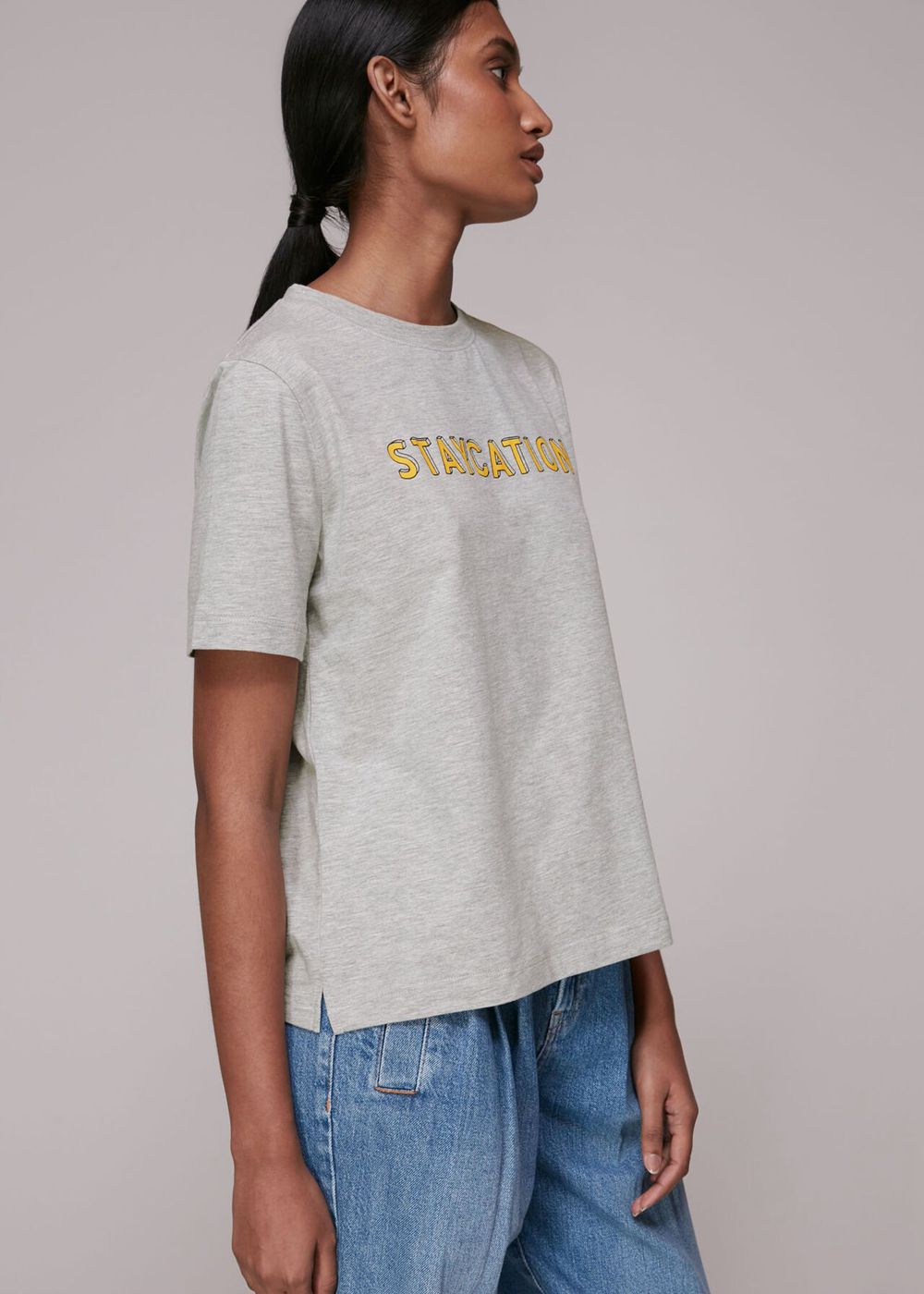 Whistles Staycation Logo T-Shirt Grey | US-39871SXIO