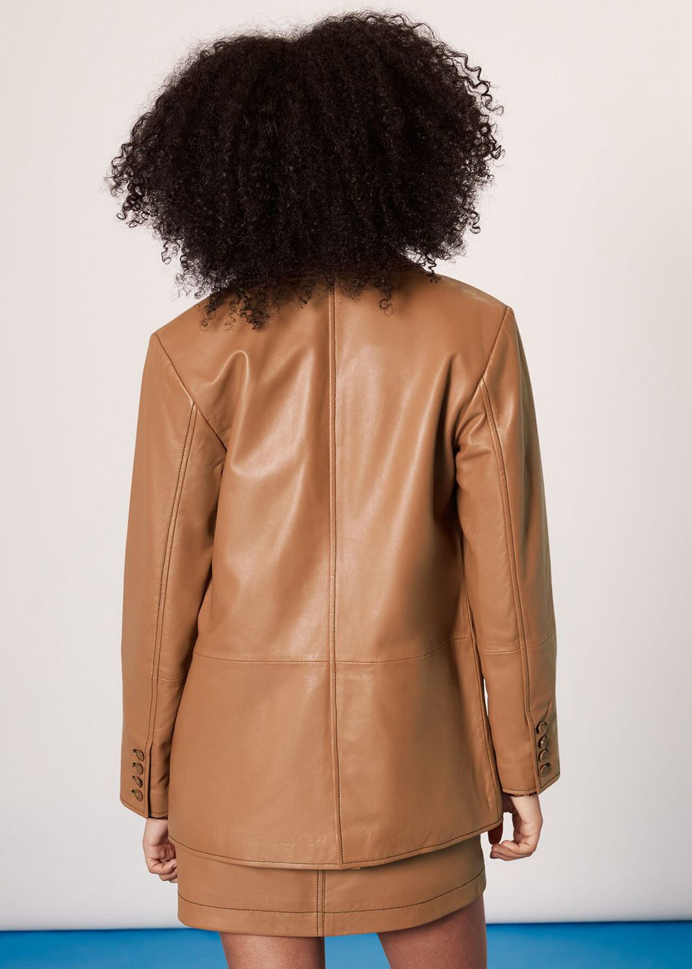 Whistles Stevie Leather Blazer Neutral | US-56731BLTG